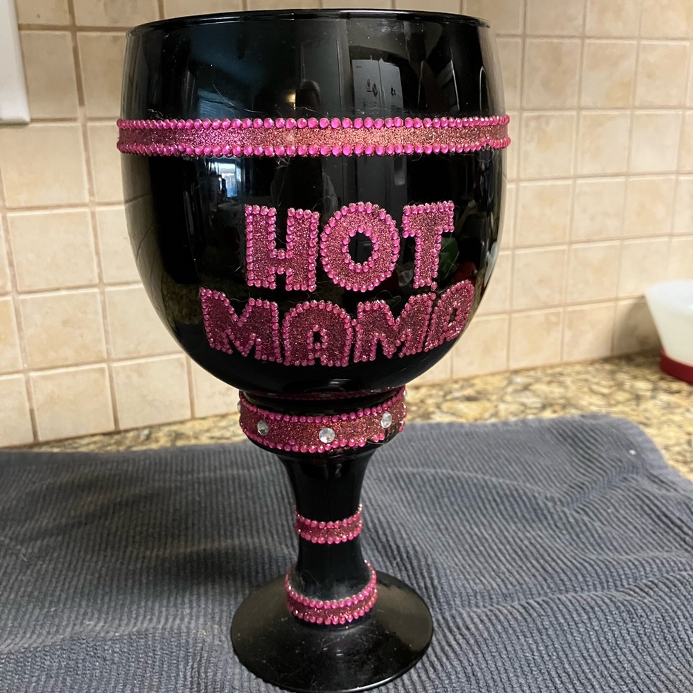 Black and Pink Rhinestone Goblet
